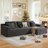 VASAGLE 108.3 Inches Boneless Couch with Chaise, Modular Sectional Sofa, Modern Cloud Couch with Deep Seat, L-Shape Corduroy Sofa for Living Room, Right-Facing Chaise, Bedroom, Slate Gray ULCS182GN01