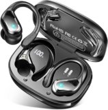 Cuffie Bluetooth Sport, 75 Ore Auricolari Bluetooth 5.4 con 4 ENC Mics, Stereo Cuffie Wireless Antirumore, IP7 Impermeabili Cuffiette Bluetooth con Display LED, Cuffie Senza Filo per Palestra/Running
