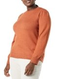 Amazon Essentials Women’s Soft Touch Pleated Shoulder Crewneck Sweater, Caramel, X-Small