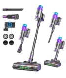 Redkey P9 Pro Aspirapolvere Senza Fili 68KPa/650W/80Min, Scopa Elettrica Senza Fili Potente Verticale con Antigroviglio, Display LED, Aspirapolvere per Animali/Pavimenti/Tappeti/Auto/Capelli
