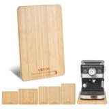 VEVOR Appliance Slider, Medium 14 x 9.5-inch, Rolling Sliding Tray with Rubber Wheels & Hollow Handle, Easy to Clean, Appliance Rolling Tray for Coffee Maker, Kitchen Countertop, Natural Wood