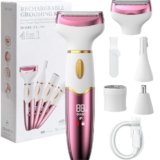 Koeutoze Rasoio elettrico da donna 4 in 1 con display digitale, impermeabile IPX7, rimozione peli del viso per donne, rasoio intimo per viso, zona intima, ascelle, gambe ricarica USB
