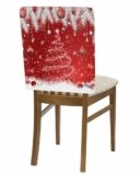 Zadaling Set of 4 Christmas Chair Covers Back Slipcover for Kitchen Dining Room, Red Sparkle Ornaments Washable Removable Chair Protector White Xmas Tree Pine Needle Chair Slipcover for Party Decor