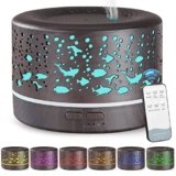 Hianjoo 700 ml Diffusore di Oli Essenziali, Umidificatore Ultrasuoni Aromaterapia Diffusore di Aromi con 7 Colori LED Luce Notturna, Purificatore Aria, Profumazione Ambiente SPA,Yoga (Marrone Scuro)