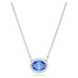 Swarovski Constella Collana, con Zirconia Swarovski a Taglio Oval e Cristalli Swarovski a Taglio Tondo, Moschettone, Placcata in Tonalità Rodio, Blu