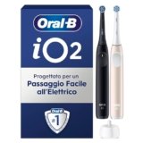 Oral-B iO 2 Spazzolino Elettrico Oral B, Nero e Rosa, 1 Testina Di Ricambio, 2 Spazzolini, Delicato sulle Gengive, Efficace sulla placca, Sensore di Pressione, Pulizia Denti Efficace