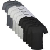 Gildan Men’s Crew T-Shirts, Multipack, Style G1100, Black/Sport Grey/Charcoal (10-Pack), Medium