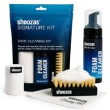 Shoozas – Kit di Pulizia Sneakers – Detergente in Schiuma, Tappetino Impermeabile, Spazzola e Asciugamano in Microfibra – Ideale per Pelle, Gomma, Plastica e Suole – Senza Acqua, Senza Tossici