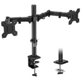 BONTEC Supporto Doppio Monitor per Schermo LED LCD da 13 a 27 Pollici, Inclinazione e Rotazione Braccio Doppio Monitor fino a 8kg, Supporto Scrivania da 2 Opzioni di Montaggio, VESA 75/100mm