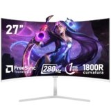 Gawfolk 27 pollici 280Hz curvo monitor per computer da gioco, 1800R，FHD 1080P, 98% sRGB, 1ms，FreeSync，178 ° grandangolo,HDMI、DisplayPort，Compatibile con il montaggio a parete 100 * 100mm – bianco