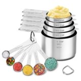 Minteem Measuring Cups and Spoons Set, Stainless Steel Measuring Cups Measuring Spoons with Easy to Read Markings, Ideal Kitchen Gadgets for Cooking & Baking, 11 Pack