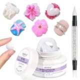 MIZHSE 30G Bianco 3D Scultura Nail Gel, 3D Gel Nail Art per Modellazione, Scultura Unghie Glue Non Stick Mano, Rhinestone Glue per Nail Art con Pennello in Silicone, Strumento per Manicure fai da