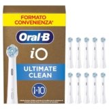 Oral-B Testine di Ricambio iO Series Ultimate Clean Bianche, 10 Testine Oral B per Spazzolino Elettrico, Rotonde Originali, con setole CrissCross per rimuovere la placca