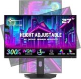Minifire 27 Pollici QHD 300Hz Gaming Monitor 2K 2560 x 1440-1ms FreeSync DCI-P3 98% HDR10 2×DP1.4 2×HDMI 2.1 Monitor PC da Gioco Rotante Verticale/Orizzontale regolabile in(MFG27F6Q Pro con cavo DP)