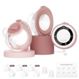 Momcozy Tiralatte Elettrico V1 Pro, Indossabile a Mani Libere e Portatile, 3 Modalità/Ritmi e 15 Livelli, Flangia DoubleFit Anti-Perdita, Rosso Cozy