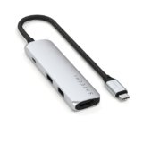 SATECHI Hub USB C 4 in 1 Slim Plus, Adattatore Multipuerto con Ricarica PD 100W, HDMI 4K@60Hz e 2 Porte USB-A Dati 10Gbps per MacBook Air & Pro, PC Portatile – Argento