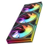 TZMRIT Prism 6MAX – Ventola per PC RGB da 120 mm, 3 pezzi [Rettangolo Infinity Mirror MAX][1850±10% RPM] 5V3PIN ARGB e 12V4PIN PWM, colore: Nero