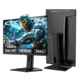 KTC Monitor Gaming, 180Hz / 144Hz 2K QHD (2560 x 1440) Monitor 24 Pollici con pannello Fast-IPS 1ms, HDR 400, Adaptive Sync, 400 cd/m² di luminosità, supporto regolabile per rotazione e sollevamento