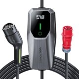 VDLPOWEREU Colonnina Ricarica Auto Elettrica, 11KW Caricabatterie per Veicoli Elettrici da Tipo 2, Cavo di Ricarica per Veicoli Elettrici da 6-16A con Presa Trifase CEE, IP65 (IEC 62196-2), LCD