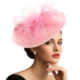 DRESHOW Fiore a Rete con Piuma Perla Fascinatori Cappello Su Una Fascia e Un clip a Forcella Cocktail Tea Party Copricapo per le Ragazze e le Donne Nobile Cappello Kentucky