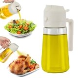 BEPER C102SPE004 Spruzzino Olio per Friggitrice Aria 2 in 1, Contenitore in Vetro da 480 ml per Oliera Spray da Cucina, Beccuccio Versatore + Spray