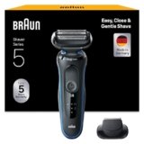 Braun Series 5 Regolabarba Uomo, Rasoio Elettrico Barba, EasyClean, Wet&Dry, Ricaricabile, Rasoio A Lamina Senza Fili, Idea Regalo, 51-B1000s Blu