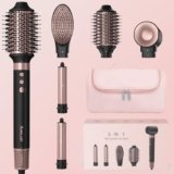 Annlary 5 in 1 Ionic Hot Air Styler, 1400W Powerful Hair Dryer Brush, Auto-Wrap Curlers, Paddle Brush for Fast Drying, Volumizing with Travel & Storage Bag Compatible with Dyson Airwrap