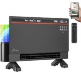 Hawkrown 1800W Smart Electric Panel Space Heater with Bluetooth Speaker, Lyric Display & RGB Lights, 6-in-1Heater Fan, App/Voice/Remote/Touch Control, Wall-Mount or Freestanding, Works with Alexa