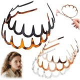 HJKLIUT 5Pcs U Shape Fashion Tooth Hair Comb Headband, High Cranium Head Bands for Women’s Hair, Wavy Teeth Hairs Hoop, Vintage High Cranium Hairband for Women (5Pcs Mix, One Size)