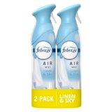 Febreze Air Mist Air Freshener Spray, Odor-Fighting Room Spray, Air Fresheners for Home and Bathroom and Kitchen, Aerosol Can, Linen & Sky Scent, 8.8oz, 2 Count