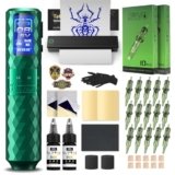 INKin Kit Tatuaggi Professionale, Macchinetta Tatuaggi Senza Fili con Corsa Regolabile 2.5-4.8mm e 1600mAh Batteria, Macchina Tatuaggi Kit Completo con Stampante Stencil Tattoo e Revo Cartucce Tattoo