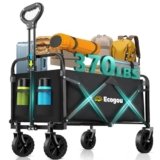 Ecogou Collapsible Wagon with Wheels, 370lbs Weight Capacity Foldable Beach Wagon with Flexible Handle Portable Utility Wagon Cart for Outdoor, Grocery, Garden, Camping