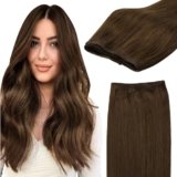 GOO GOO Extension Capelli Veri Tessitura,50cm 100g Tessitura Extension Capelli Capelli umani veri #4 Marrone Cioccolato Sew in Hair Extensions