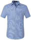 Short Sleeve Button Up Shirts for Men, Dress Shirts for Men, Plaid Button Up Shirts Men Striped Summer Business Casual (Small, Blue)