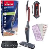 Vileda Steam Plus Pro XXL scopa a vapore, rimuove fino al 99% di batteri e virus, ideale per pavimenti delicati, con 4 impostazioni di vapore, include vassoio di stoccaggio