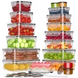 KEMETHY 36-Piece Food Storage Containers with Lids(18 Container & 18 Lid), Plastic Food Containers for Pantry & Kitchen Storage and Organization, BPA-Free, Leak Proof, Reusable with Labels & Pen