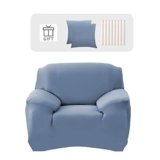 Lydevo Copridivano Elasticizzato 1 Posto Fodere Copri Divano con Braccioli con 2 Copricuscini Moderno Copridivano Fantasia Universale Antiscivolo Lavabile Divano Protector,Grigio Blu