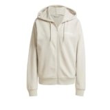 adidas Femme Essentials Linear Full Zip French Terry Hoodie, Wonder Alumina/White, M