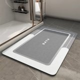 MontVoo-Bath Mat-Bathroom Mat Rug Non Slip Super Absorbent Stain Resistant Quick Dry Thin Bath Rug-Bath Mats for Bathroom Floor Bathtub Vanity-Bathmat Bath Rug Easy Care-17″x27″ Grey