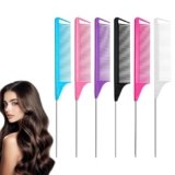 6Pcs Parrucchiere Pettine Capelli di Coda Antistatico in Fibra di Carbonio, Troncatura Acciaio Fibra Pettini Styling Resistenti al Calore, Pettine Professionale per Parrucchieri e Domestico (Tipo 2)