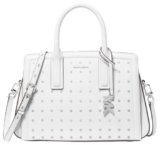 Michael Kors Laila Small Satchel, Silver-Tone Hardware/Optic White