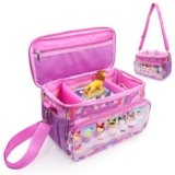 Taladad for Tonies Carrying Case, Toniebox 1 2 Case for Tonies Figures,Tonie Characters, Tonies Storage and Organizer with Shoulder Strap,Tonies Box Starter Set,Toniebox 2 Audio Player Bundle (Pink)
