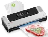 Bonsenkitchen Macchina Sottovuoto per Alimenti 4 in 1 – Macchina Sottovuoto per La Cottura Sottovuoto e La Conservazione di Alimenti Freschi, Con Modalità Vuoto Esterno, con 5 sacchetti sottovuoto