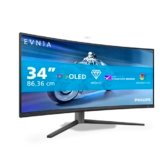 Philips Monitor 34M2C6500 34″, Curvo 3440×1440, UW-QHD, 175Hz, QD-OLED Panel, 0.03ms GtG, USB-C (HDMI2x 2.0 DP 1x 1.4) Adaptive Sync, HDR400 TrueBlack, FreeSync Prem. Pro, G-Sync Comp., Grigio Scuro