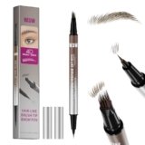 W3W 4D matita sopracciglia make up, penna sopracciglia effetto pelo,matita sopracciglia microblading,waterproof eyebrow pencil,4D Quadrato angolato + Ultra-Fine,04 Black(Nero)
