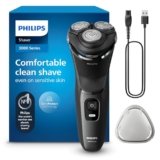 Philips rasoio elettrico serie 3000 – Rasoio elettrico Wet & Dry per uomo con tecnologia SkinProtect, colore Dark Moon, rifinitore a scomparsa, rasoio cordless (modello S3145/00)