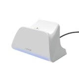 Trust GXT 255W Caricatore Joystick PS5, Base Ricarica DualSense PS5 con Design Place-on, Ricarica Veloce, LED, Cuscinetti Antiscivolo, Cavo USB-C-C Incluso, Accessori PlayStation 5, Bianco