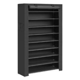 SONGMICS Scarpiera, 10 Ripiani, Scaffale Portascarpe da Ingresso 28 x 88 x 160 cm con Copertura di Tessuto, Slim, Struttura di Metallo, Nero RXJ36HV1