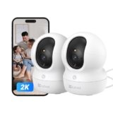 EZVIZ 2K Telecamera WiFi Interno, Videocamera Sorveglianza Interno 360° Pan/Tilt, Visione Notturna Intelligente, Tracciamento Automatico, Audio Bidirezionale, Modalità di Riposo, CP1 Pro Kit 2