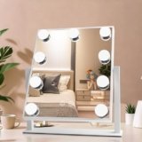 Aogled Specchio Trucco con Illuminazione Hollywood,Dimmerabile,3000K/6000K,per Tavolo da Trucco,300x250mm, Bianco